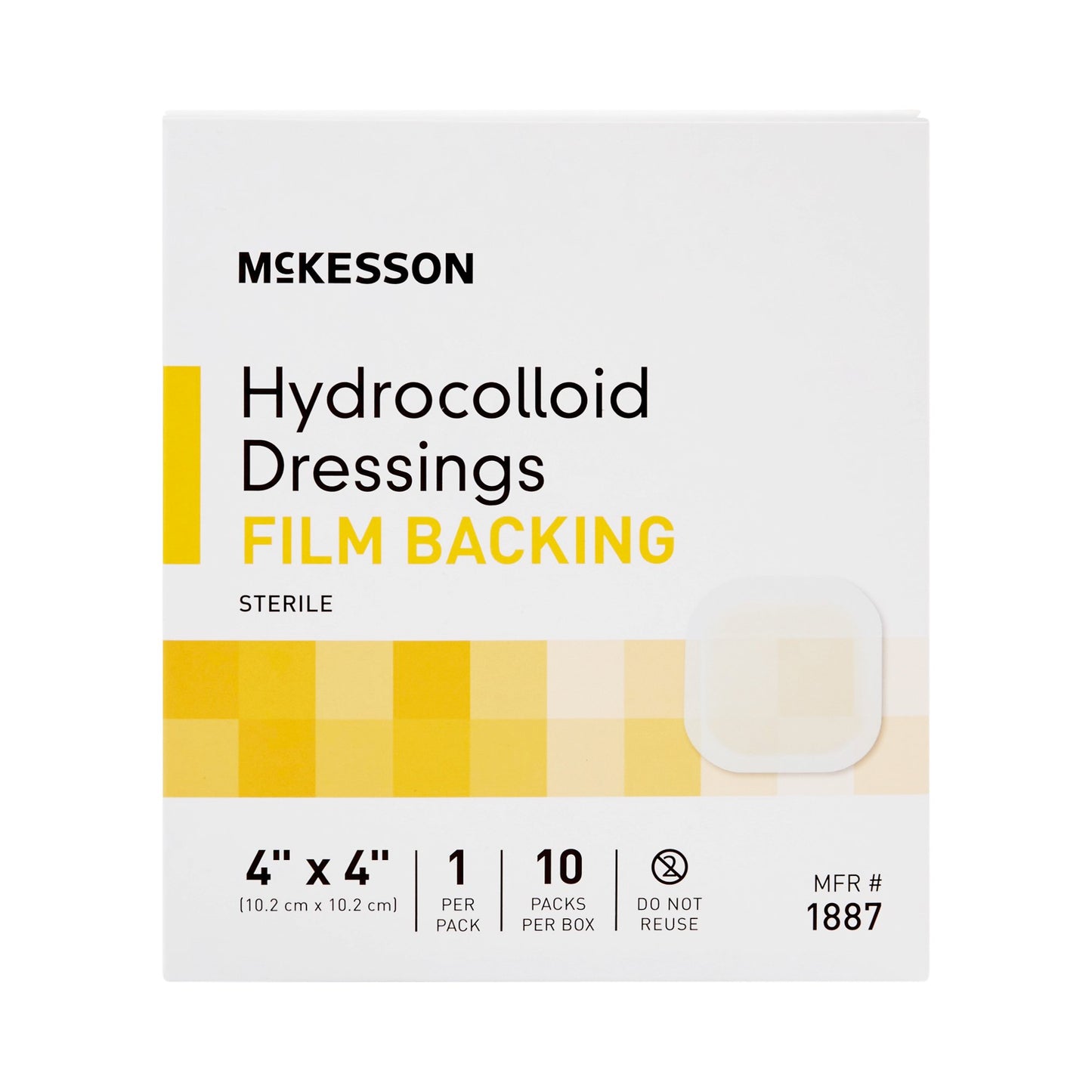 DRESSING, HYDROCOLLOID FILM-BCK STR 4X4"