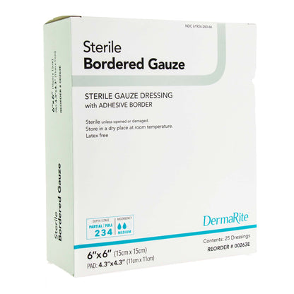 GAUZE, BORDERED STR 6"X6"
