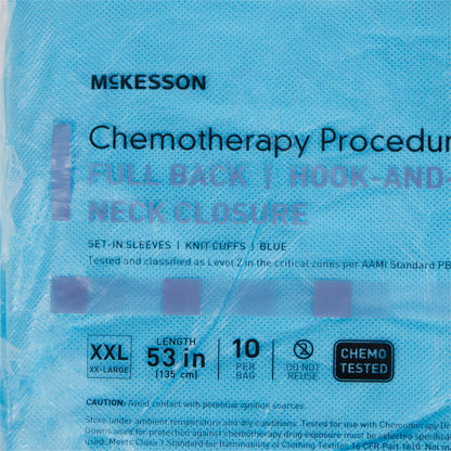 GOWN, CHEMO FULL BCK HOOK&LOOPCLSR AAMI 2 2XLG