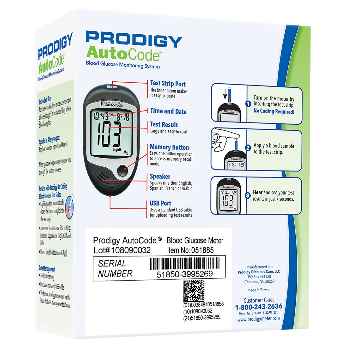 METER, BLD GLUC TALK PRODIGY AUTO CODE