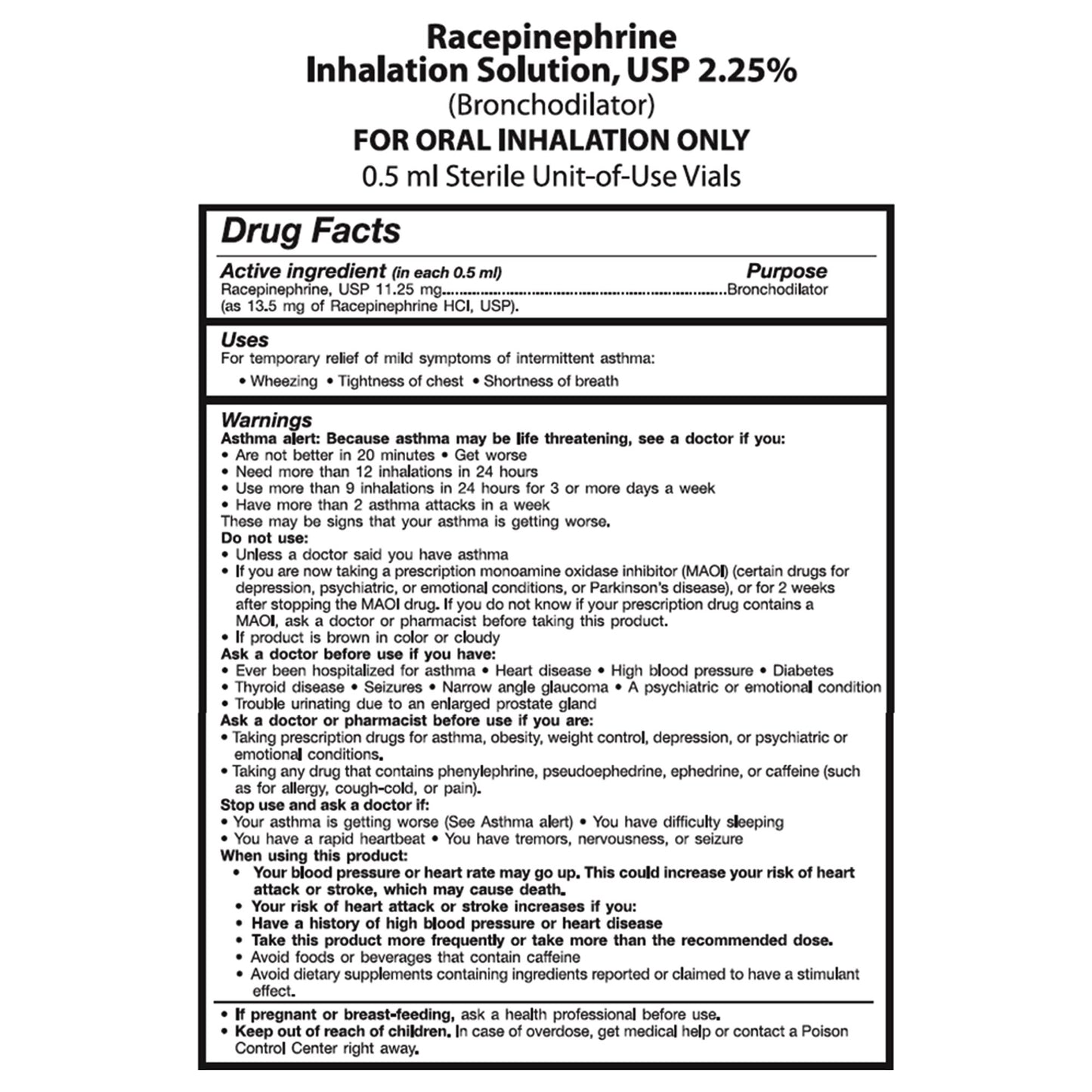 RACEMIC EPI S2, SOL INH 2.25%0.5ML