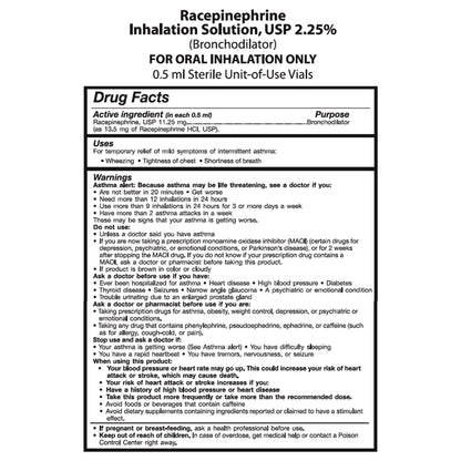 RACEMIC EPI S2, SOL INH 2.25%0.5ML
