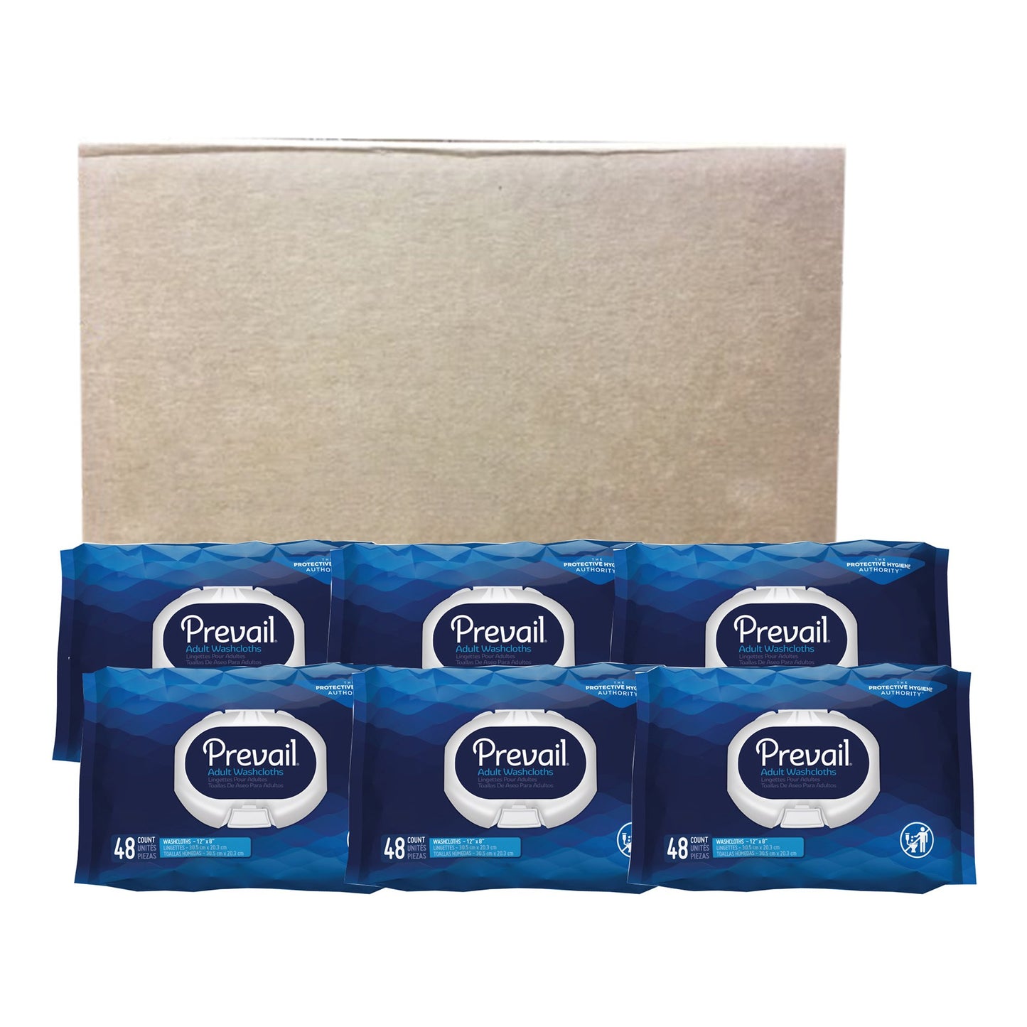 WASHCLOTH, ADLT PREVAIL SOFT PK W/LID 8"X12"