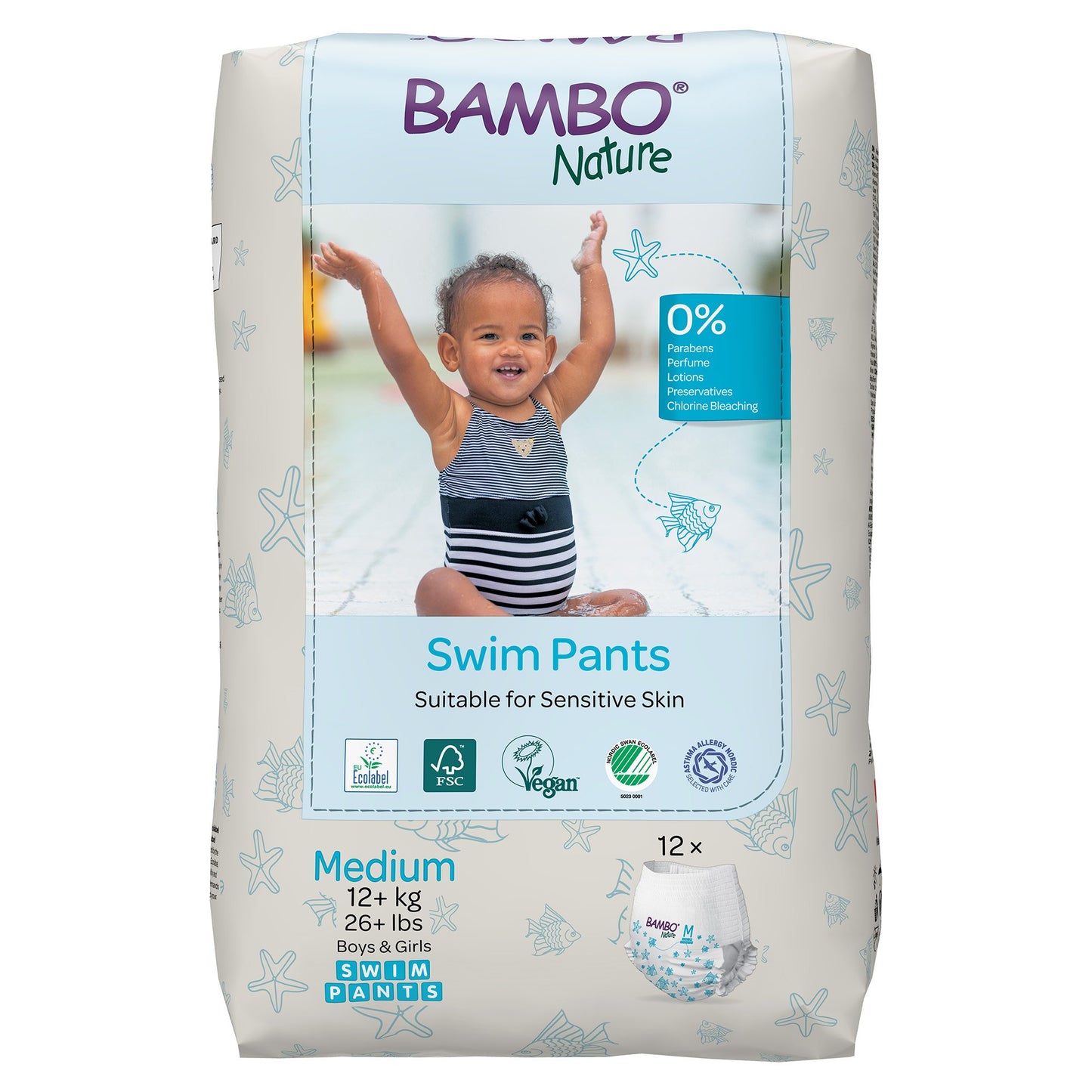 PANT, SWIM BAMBO NATURE DISP PED MED 26+LB