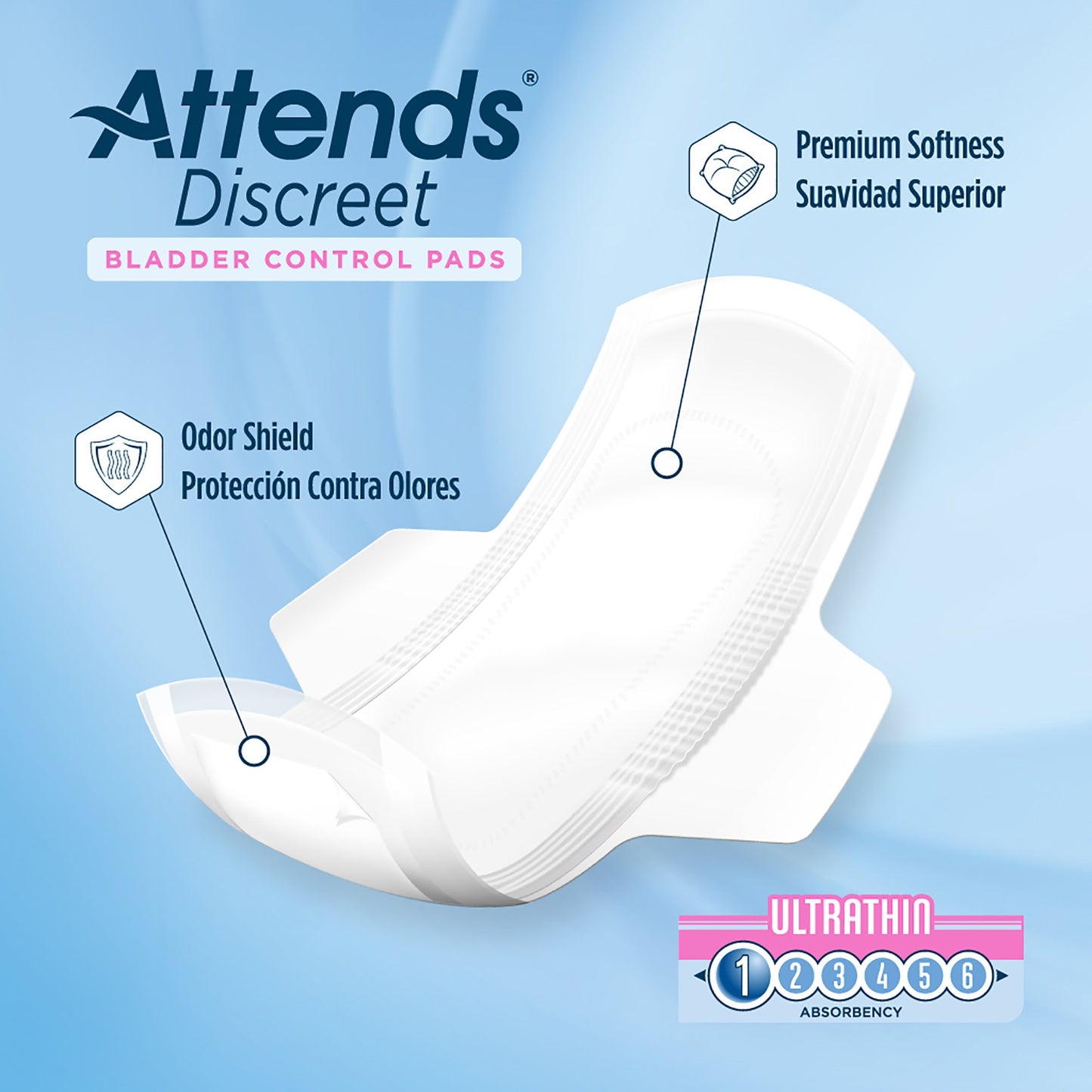 PAD, BLADDER CNTRL ATTENDS DISCREET ULTRATHIN