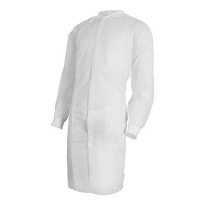 COAT, LAB KNITCUFF LF WHT SM/MED