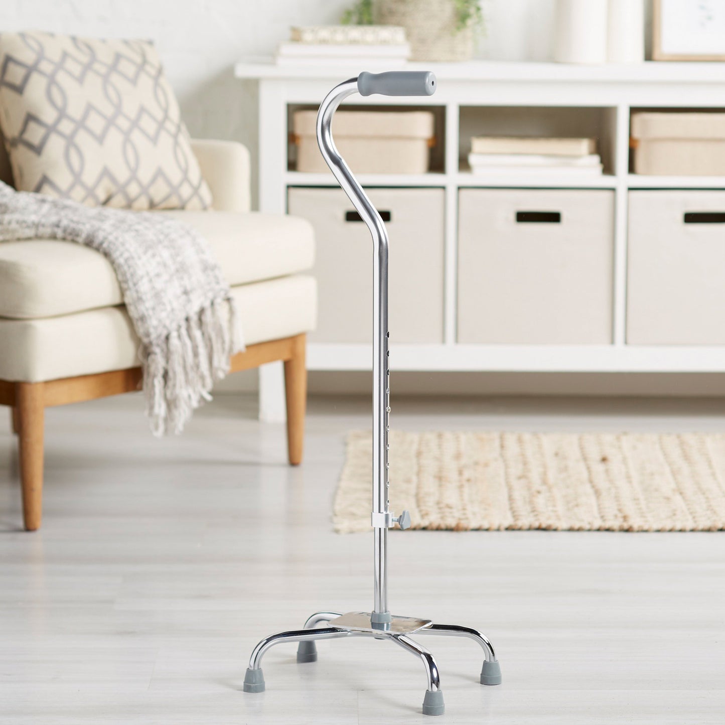 CANE, QUAD/LG BASE ALUM CHROME