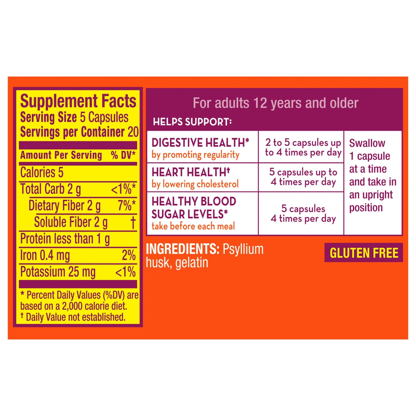 METAMUCIL FIBER, CAP 0.4GM