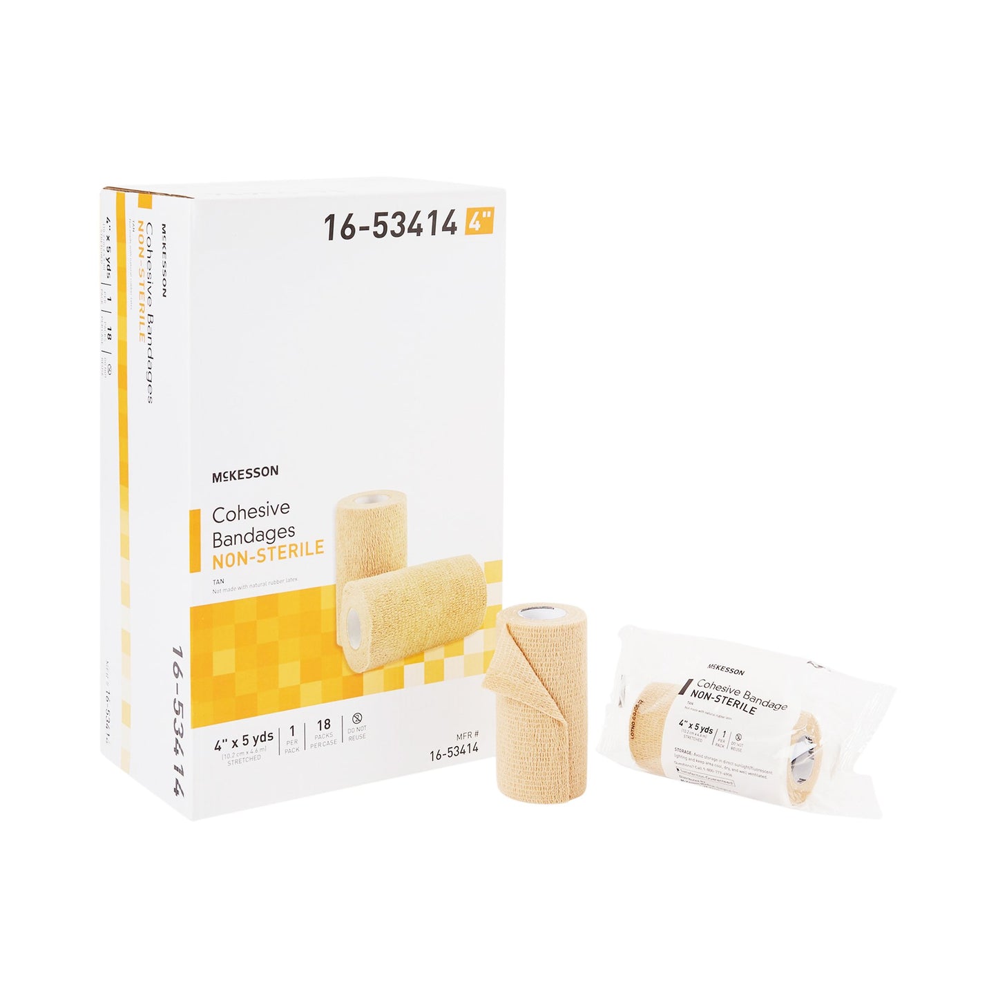 BANDAGE, COHESIVE N/S LF TAN 4"
