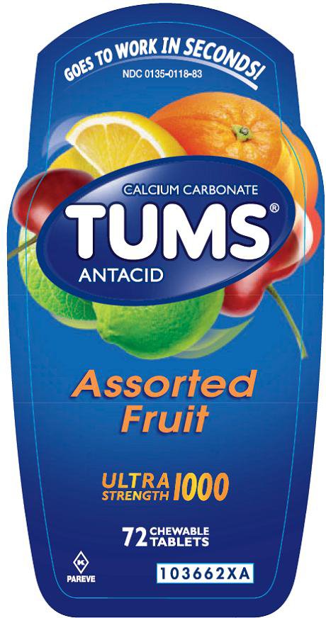 TUMS ULTRA, TAB 1000MG CHEW ASTD FRT