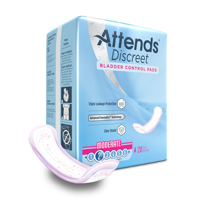 PAD, BLADDER CNTRL ATTENDS DISCREET MODERATE