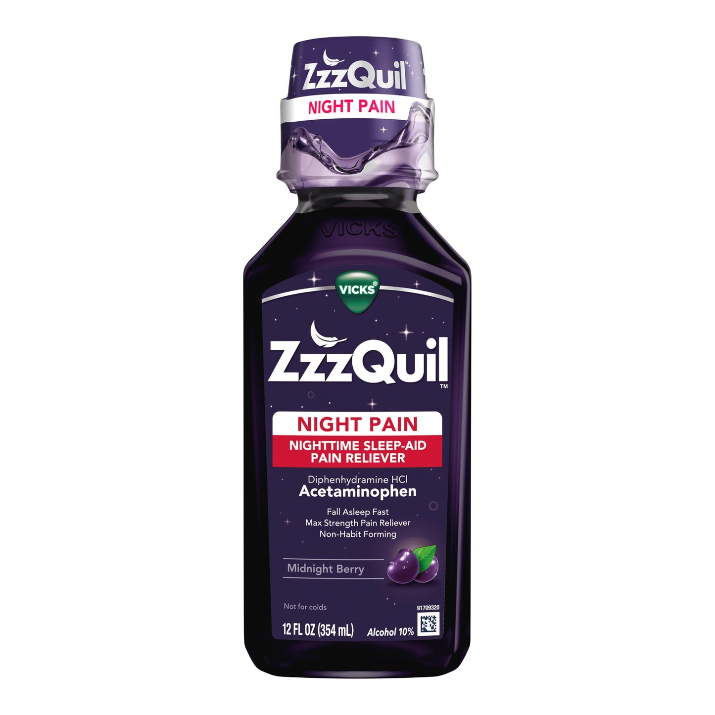 VICKS, LIQ NIGHTTIME SLEEP-AIDPAIN MIDNIGHT BERRY 12OZ