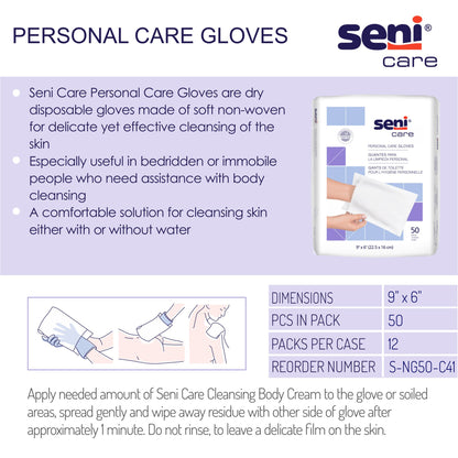 GLOVE, CLEANSING SENI CARE 9"X6"