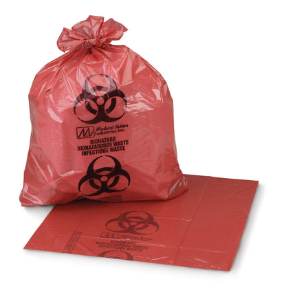 BAG, BIOHAZ SL HDPE RED STAR 24X24 1MIL