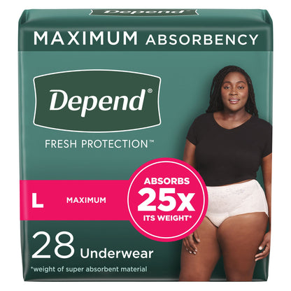 UNDERWEAR, INCONT DEPEND MAX FML BLUSH LG