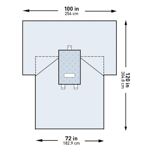 DRAPE, SURG TRANSVERSE LAPAROTOMY STR 100"X72"X120"