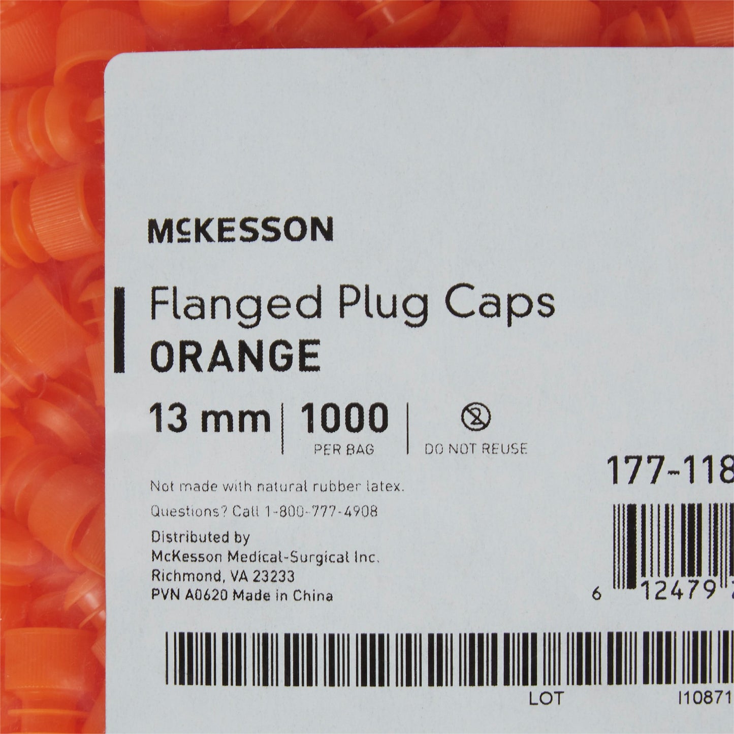 CAP, VAC TUBE ORG 13MM