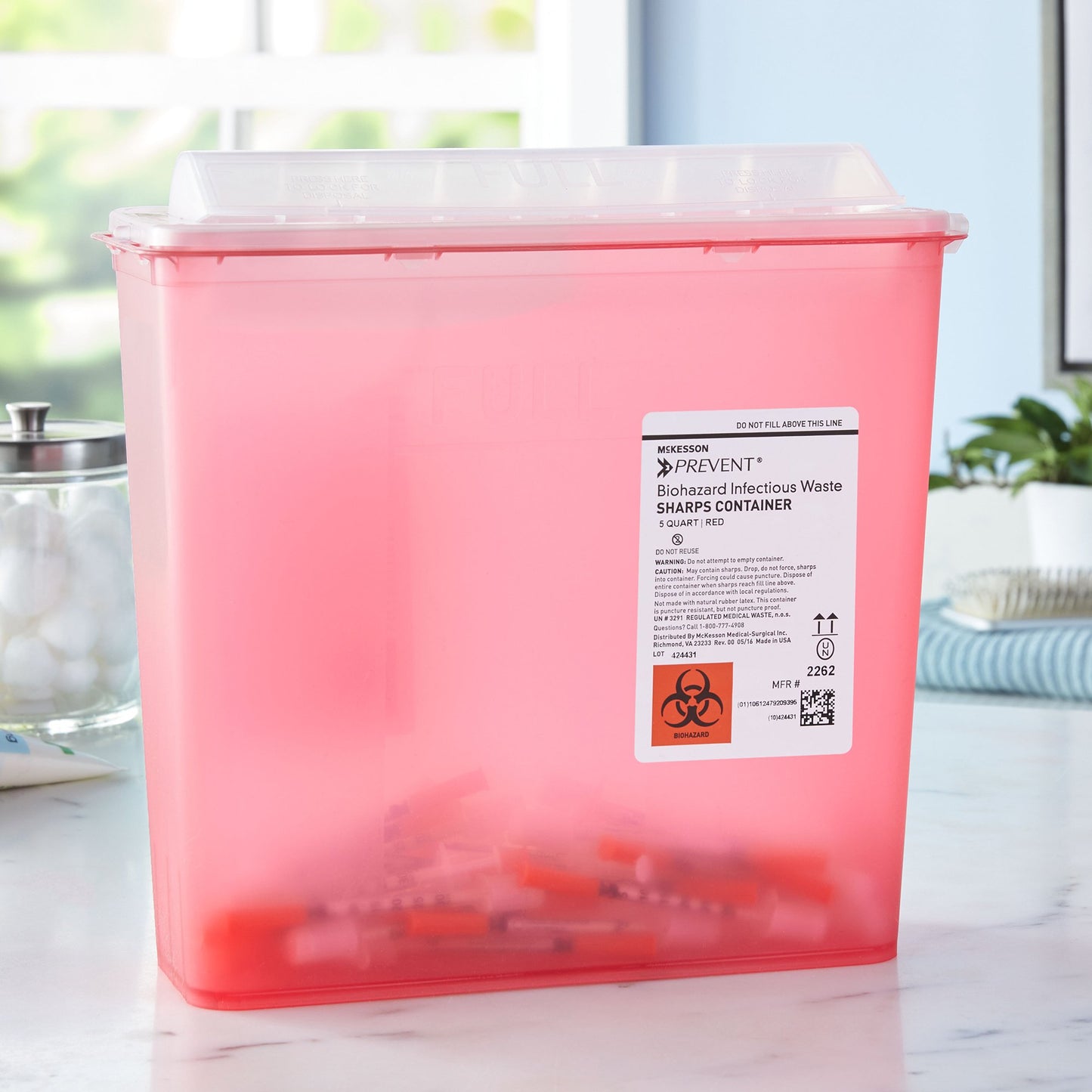 CONTAINER, SHARPS RED 5QT HORIZ
