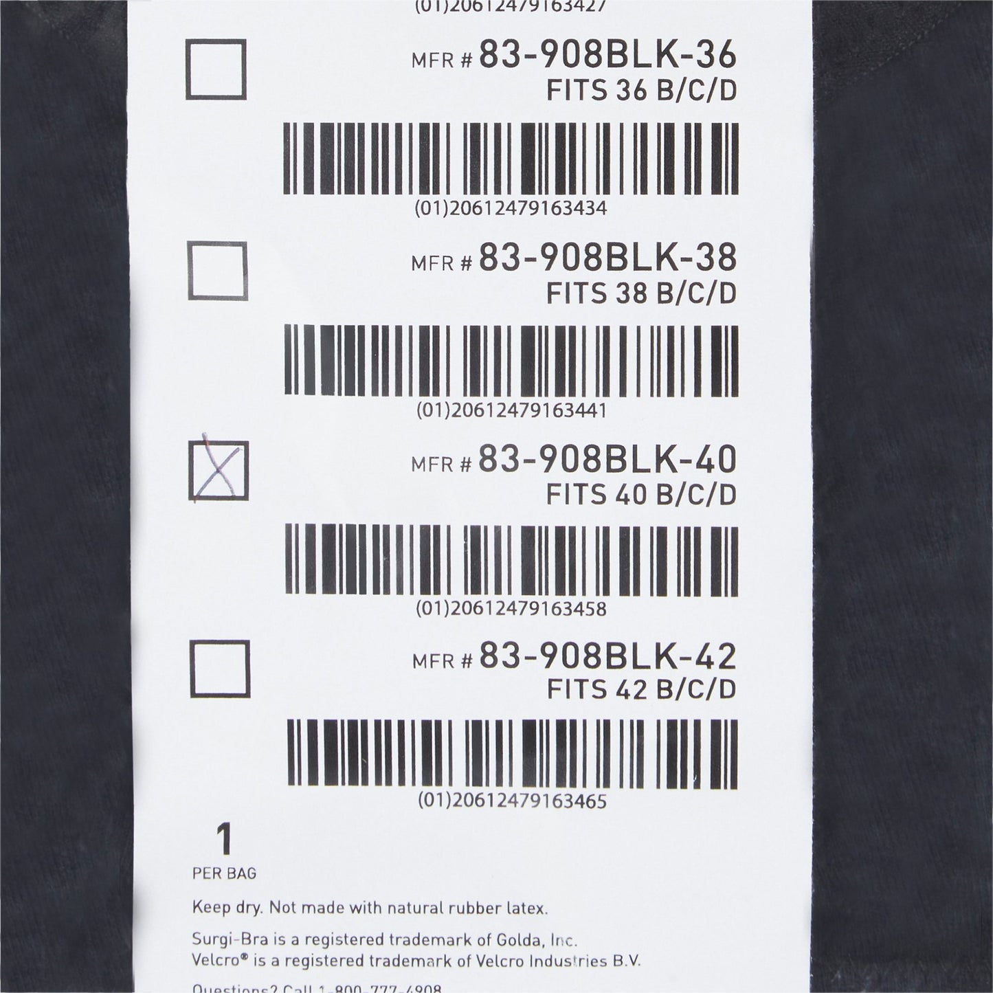 SUPPORT, SURGI-BRA II BREAST COTTON BLK LF 40B/C/D MGM83