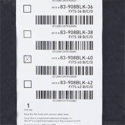 SUPPORT, SURGI-BRA II BREAST COTTON BLK LF 40B/C/D MGM83