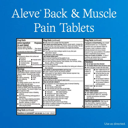ALEVE, TAB BACK/MUSCLE PAIN 220MG