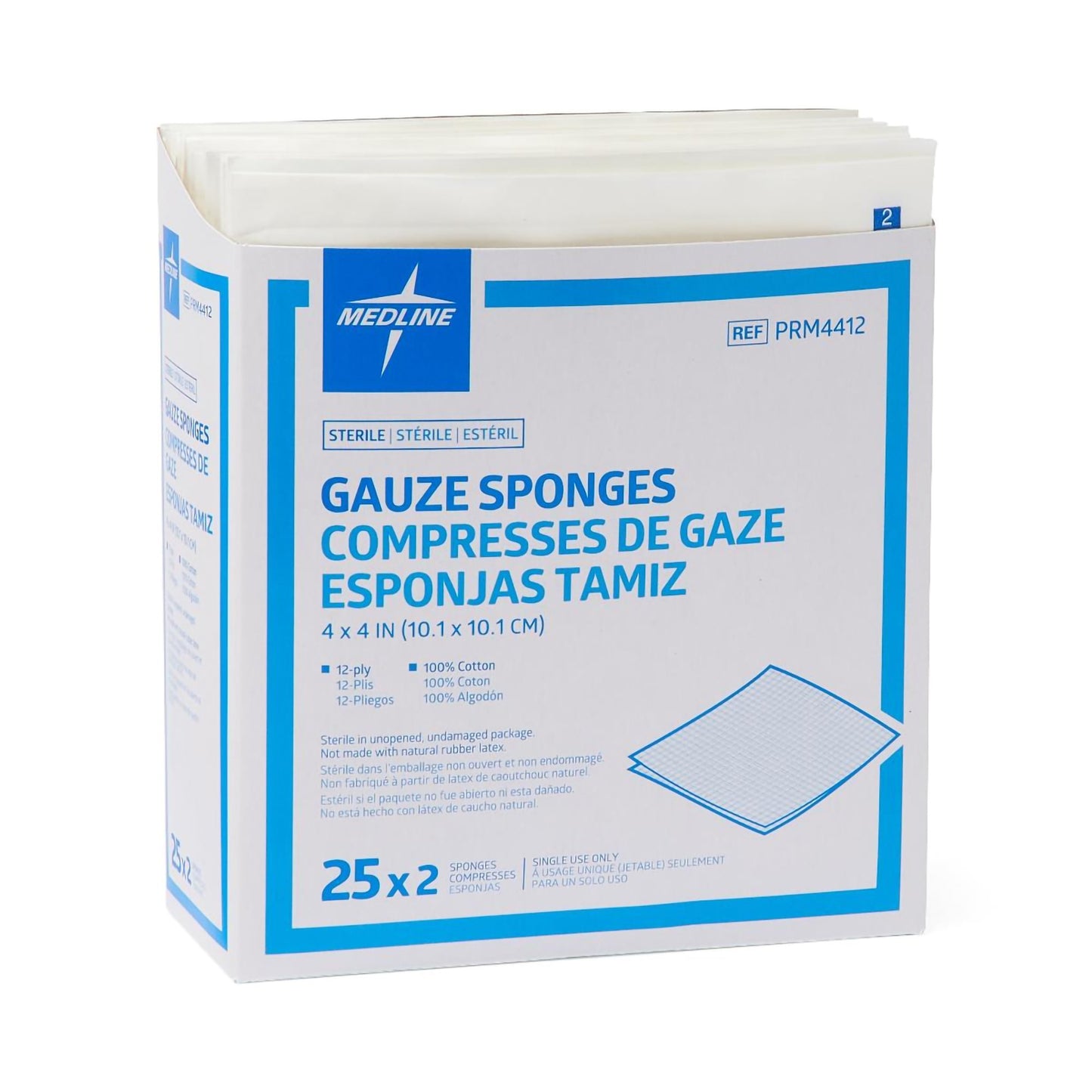GAUZE, SPNG CARING STR 4X4 12PLY