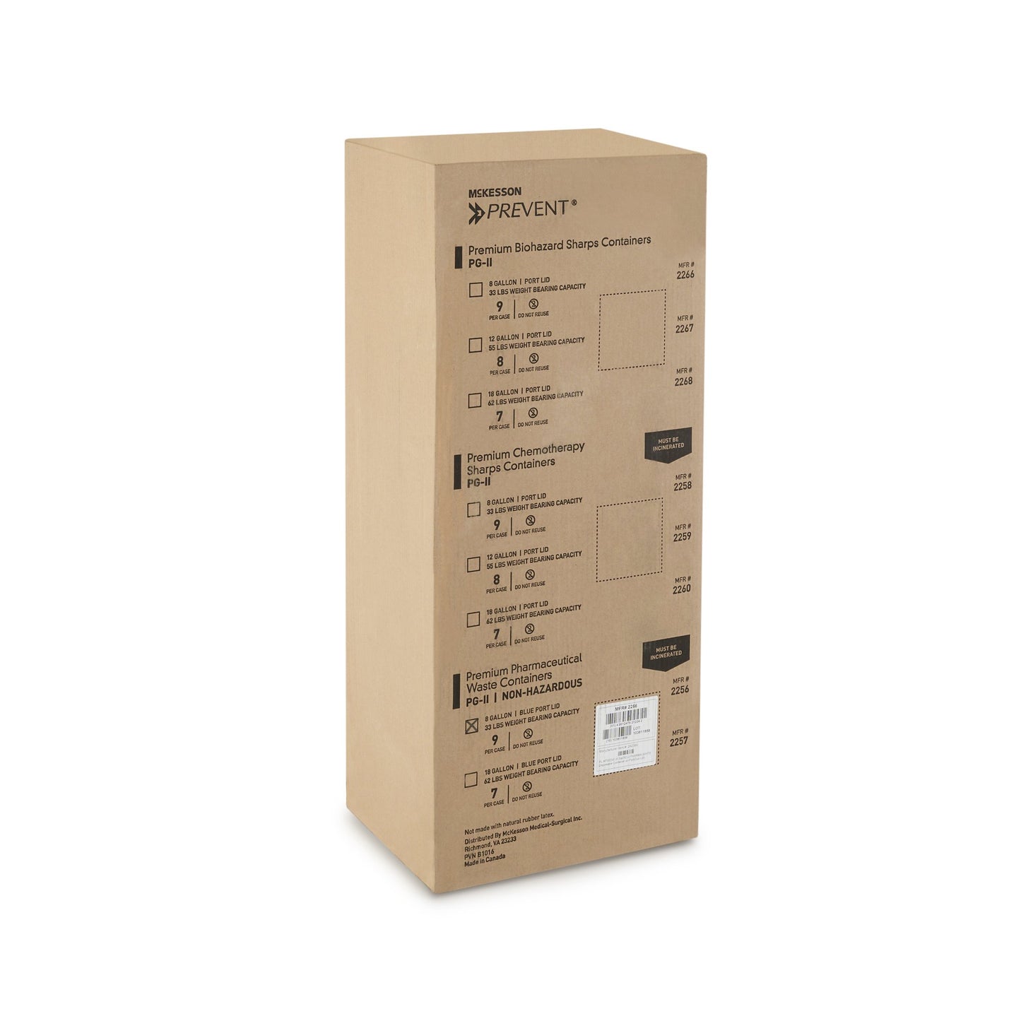 CONTAINER, SHARPS PHARMA WHT/BLU 8GL