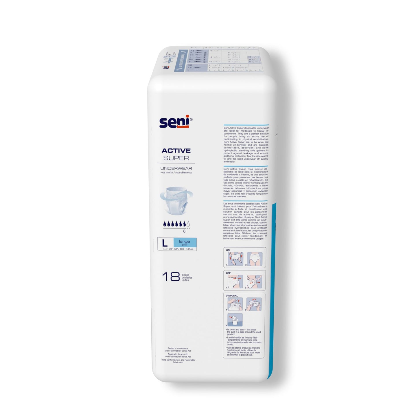 UNDERWEAR, INCONT ACTIVE SUPERLG 39"-53"