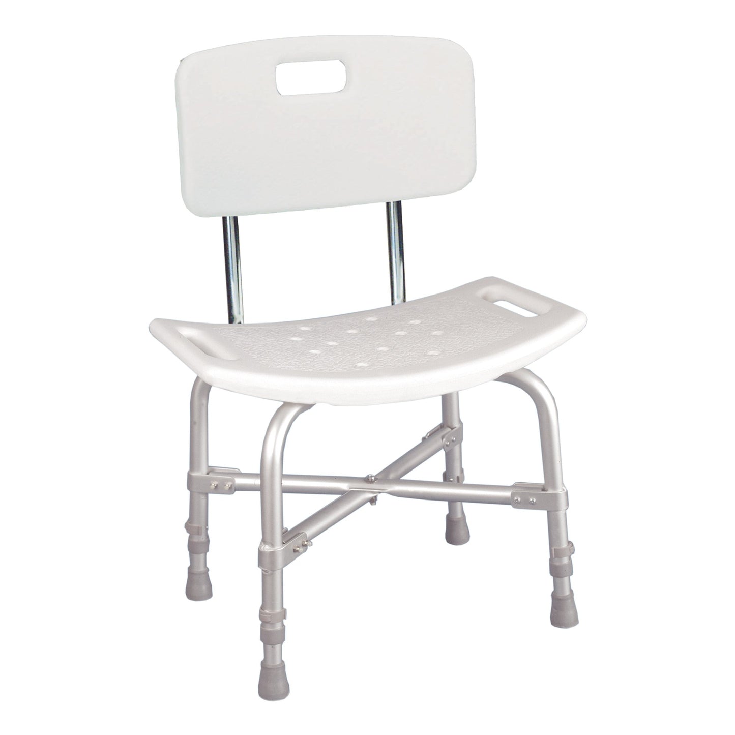 BENCH, BATH W/BACK BARIATRIC X-BRACED ALUM FRAME 500LB