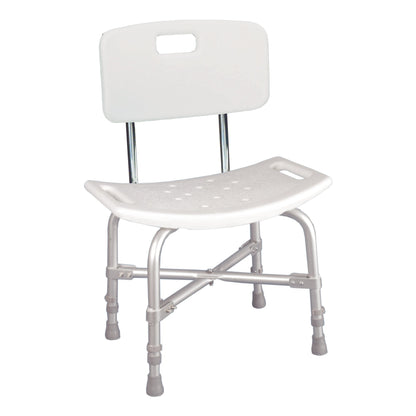 BENCH, BATH W/BACK BARIATRIC X-BRACED ALUM FRAME 500LB