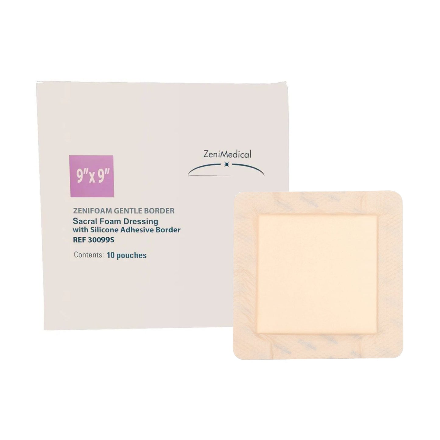 DRESSING, ZENIFOAM GENTLE BORDER SACRAL 9X9"