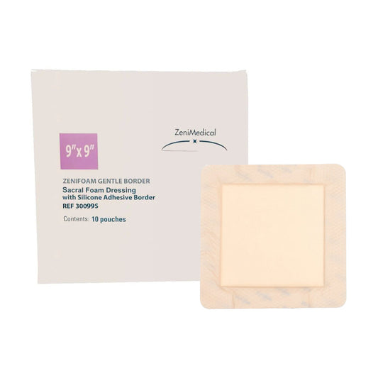 DRESSING, ZENIFOAM GENTLE BORDER SACRAL 9X9"