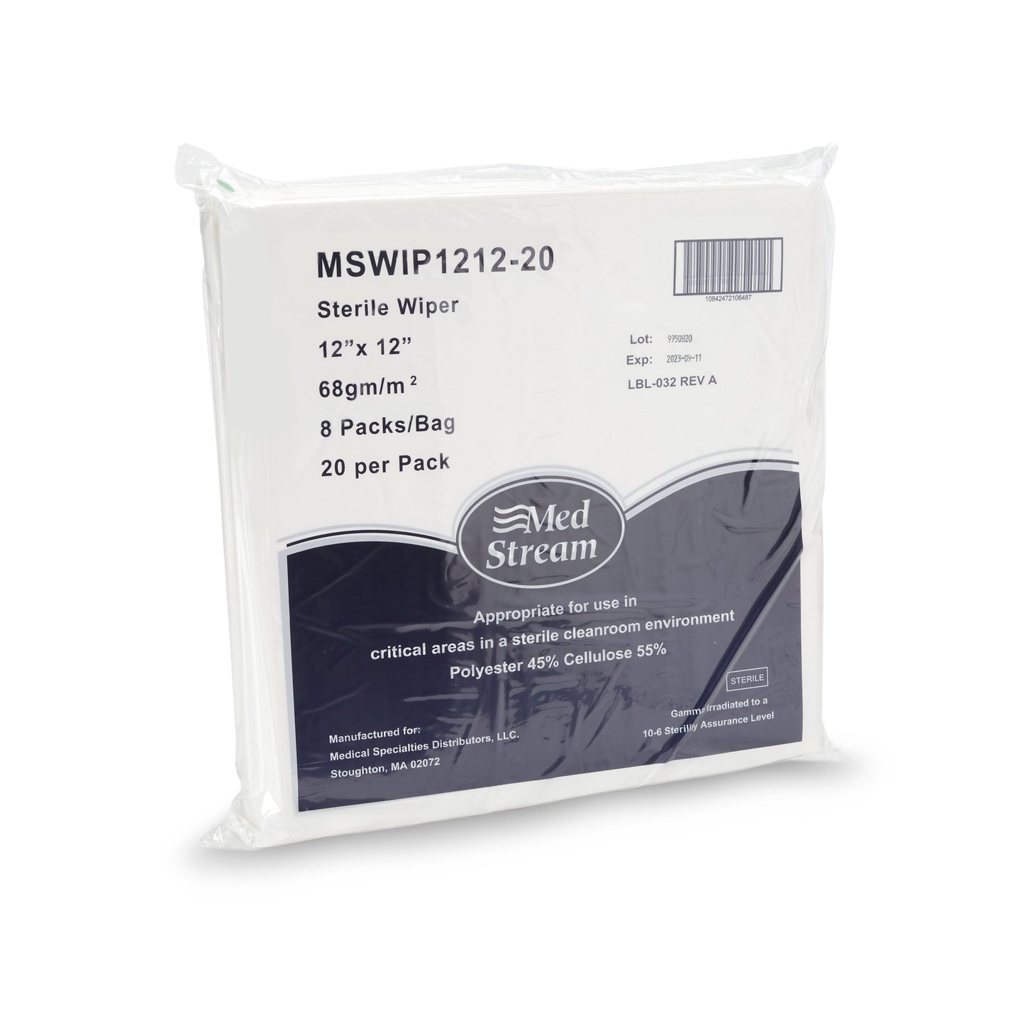 WIPE, CLEANROOM ISO CLASS5 STRDISP WHT 12X12"