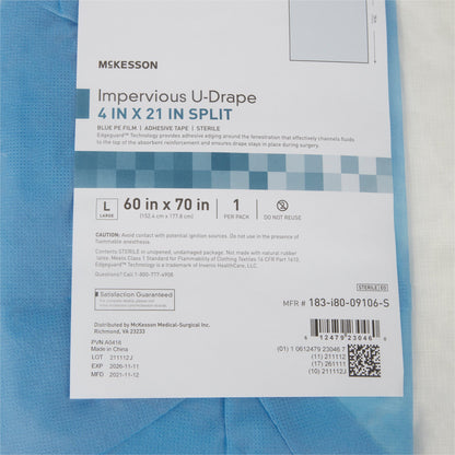 DRAPE, SURGICAL ORTHO IMPERVIOUS W/SPLIT LG 60"X70"