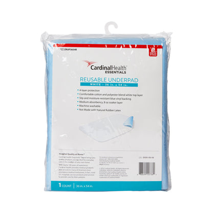 UNDERPAD, BED WATERPRF PVC BCKBLU/WHT 36"X54"