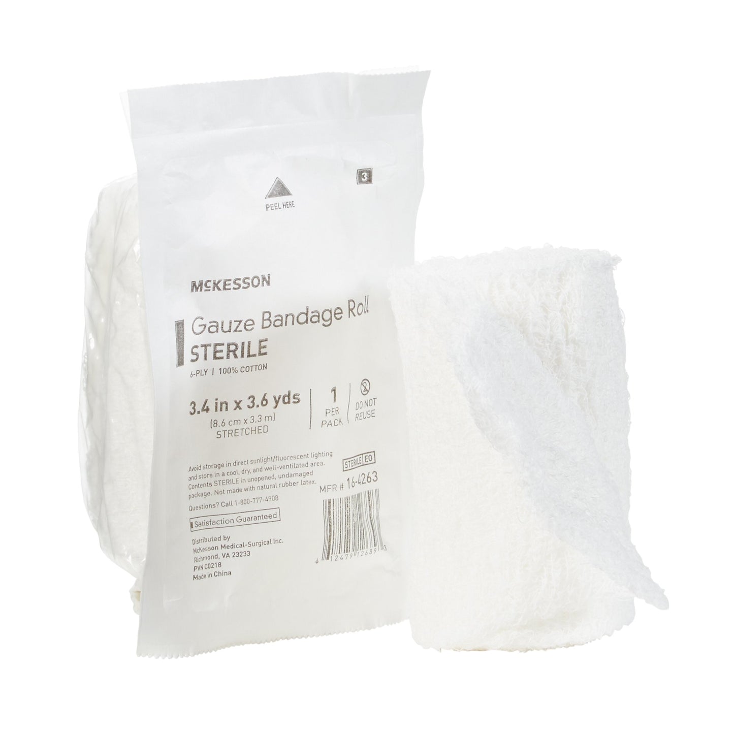 BANDAGE ROLL, GAUZE FLUFF STR3.4"X3.6YDS
