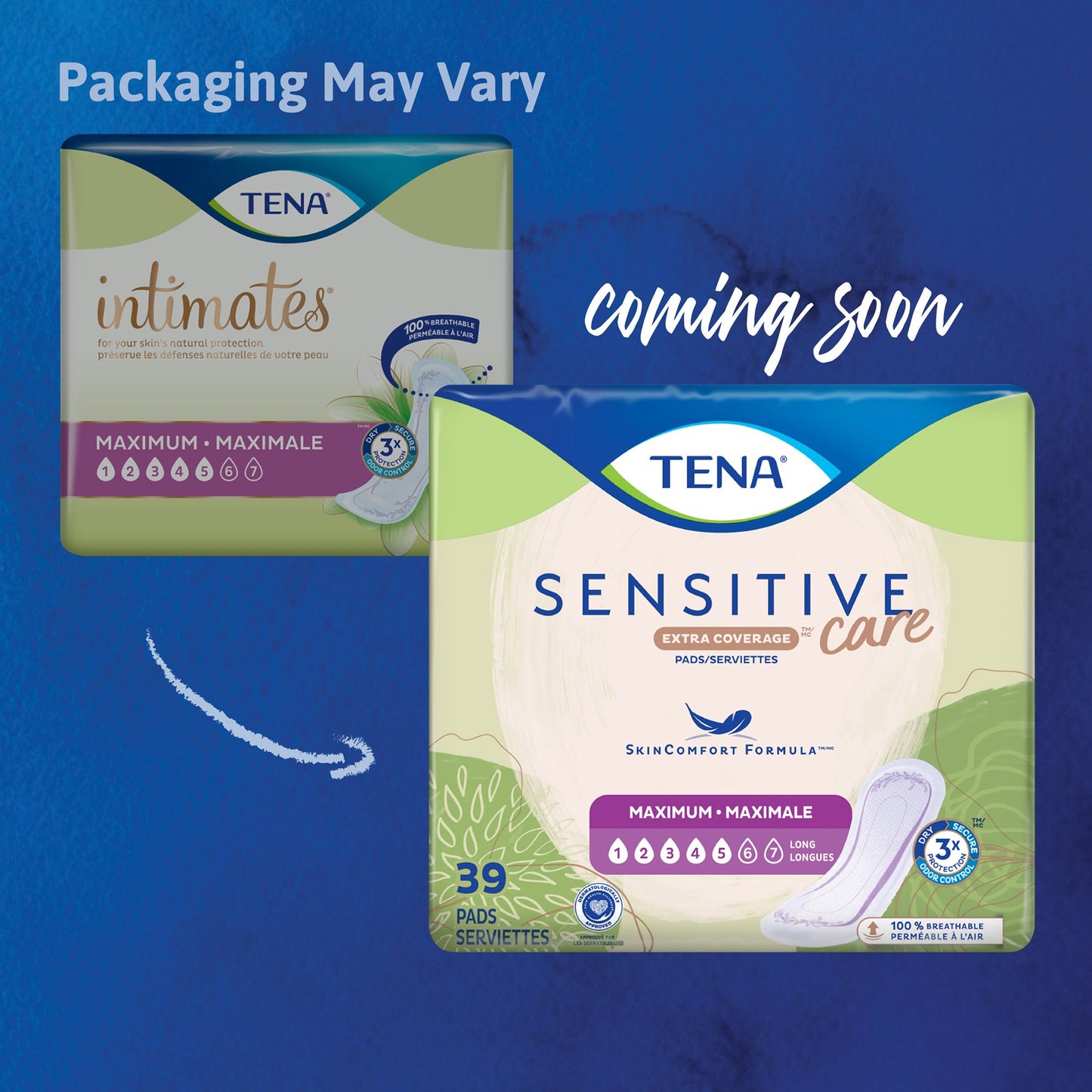 PAD, INCONT TENA SENSITIVE CARE MAX HVY LNG