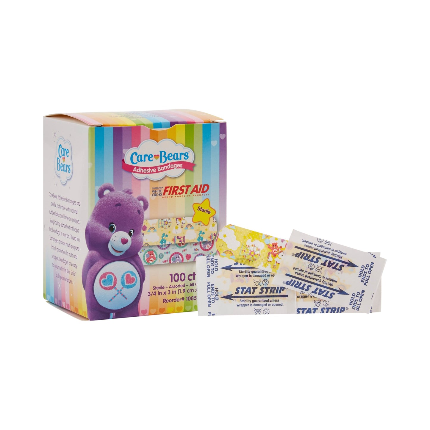 BANDAGE, ADHSV STAT STRIP CAREBEARS 3/4X3"