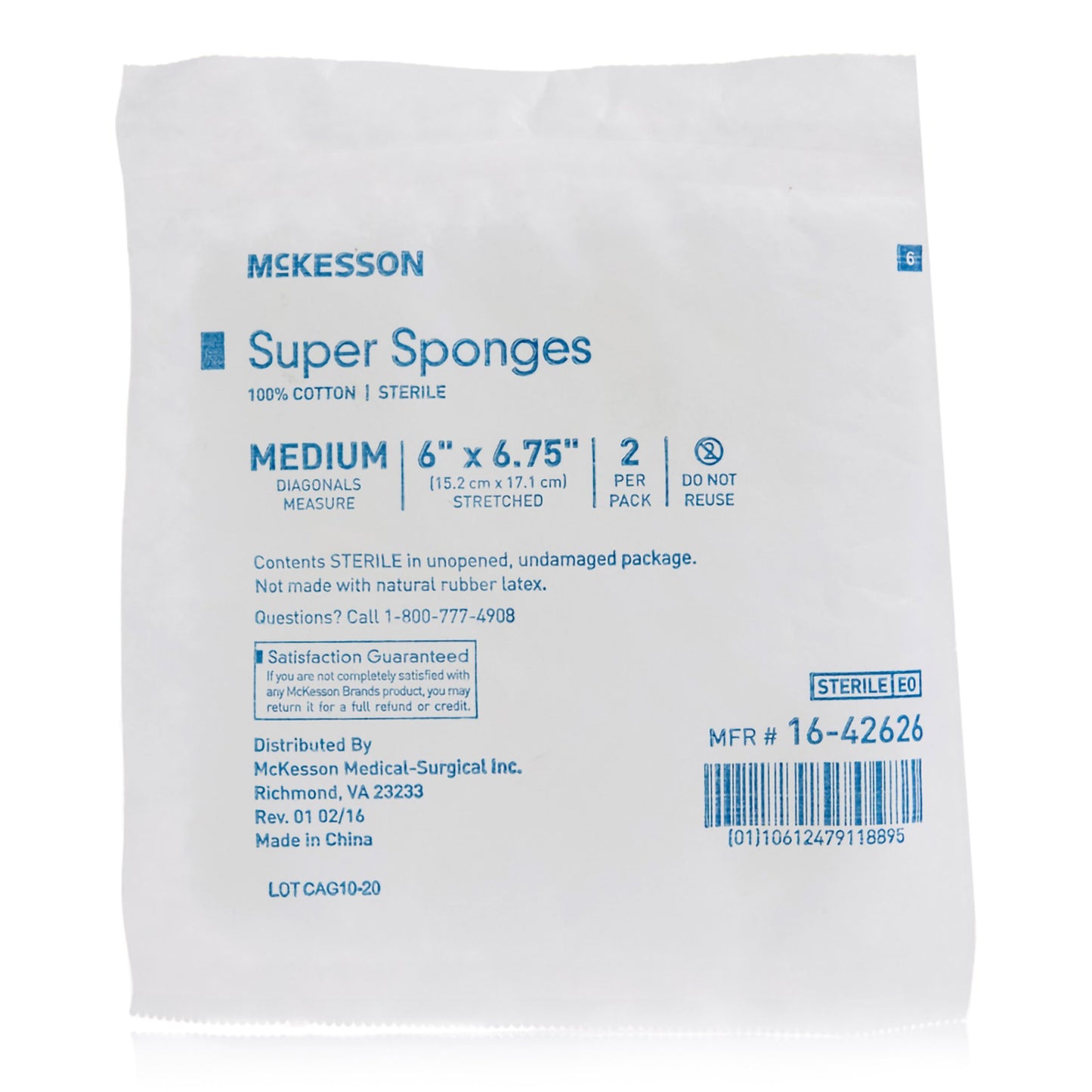 SPONGE, SUPR 6"X6 3/4" MED STRLF