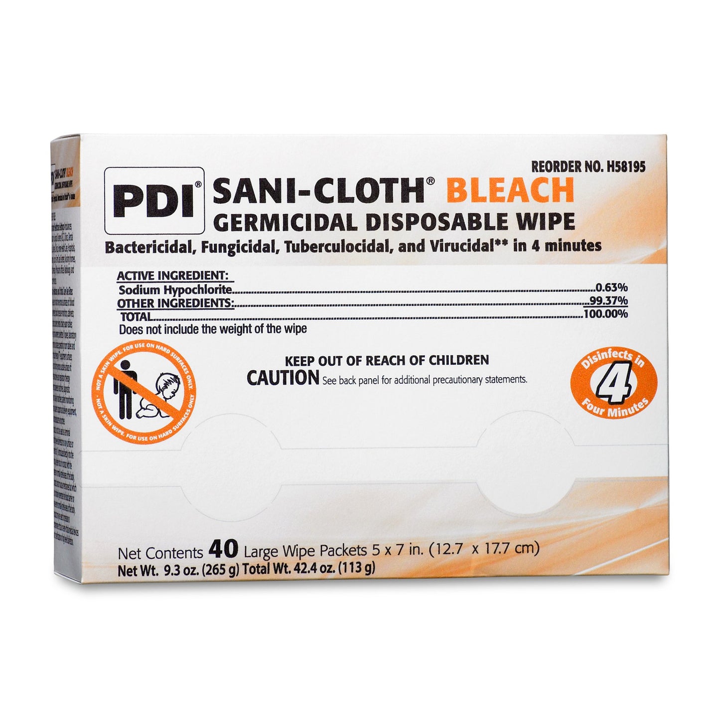 WIPE, SANI-CLOTH W/BLEACH LARGE