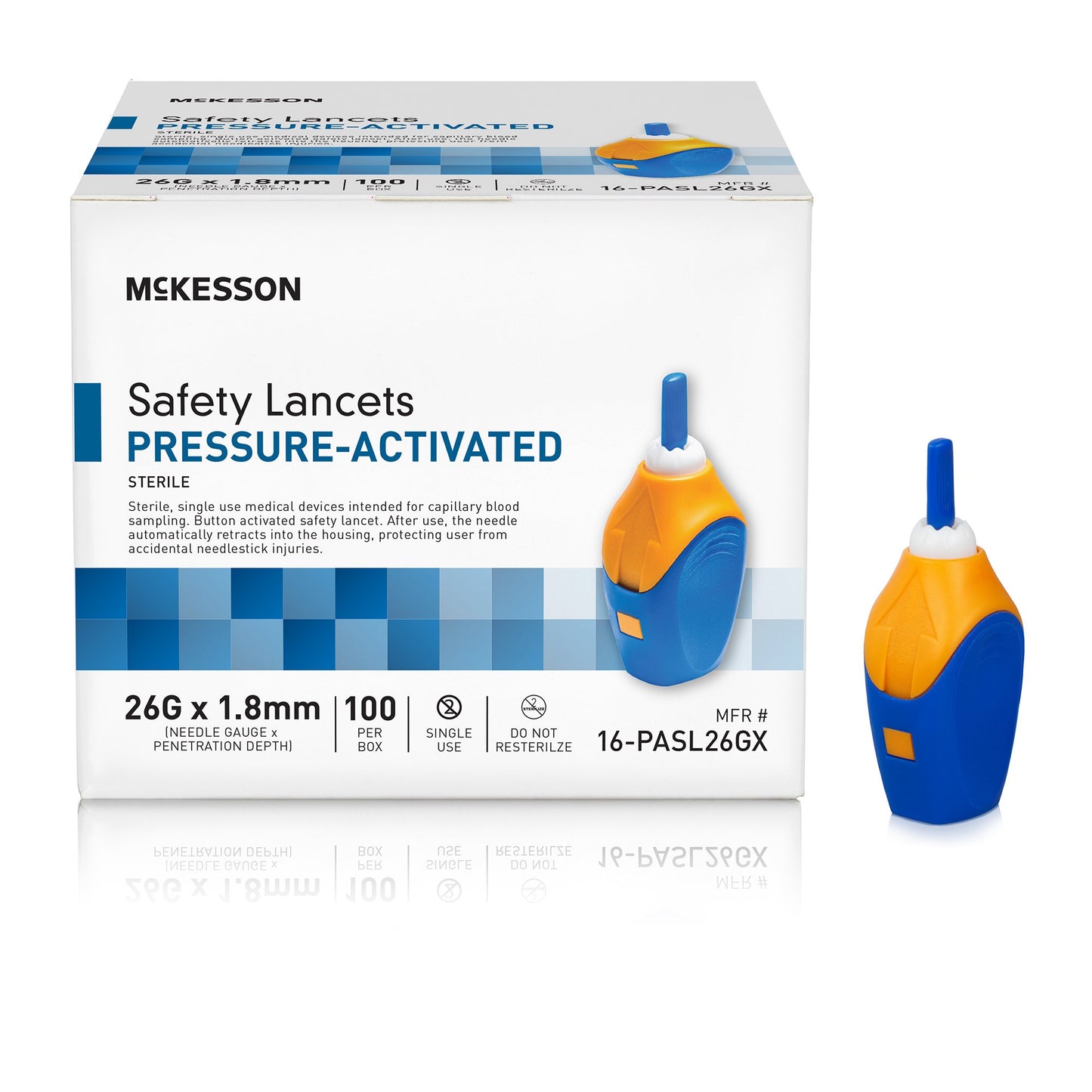 LANCET, SAFETY PRESS ACTIV BLU1.8MM 26G