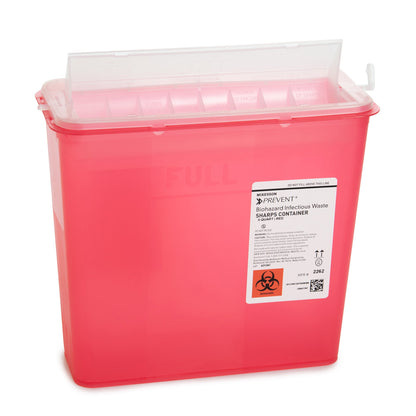 CONTAINER, SHARPS RED 5QT HORIZ