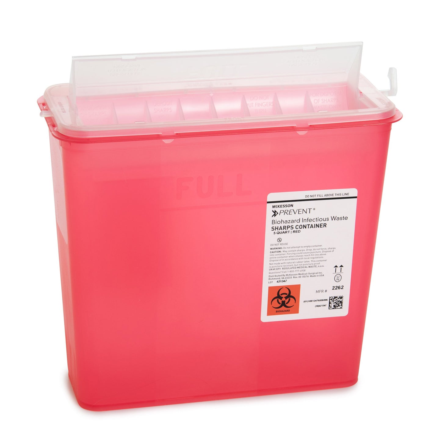 CONTAINER, SHARPS RED 5QT HORIZ