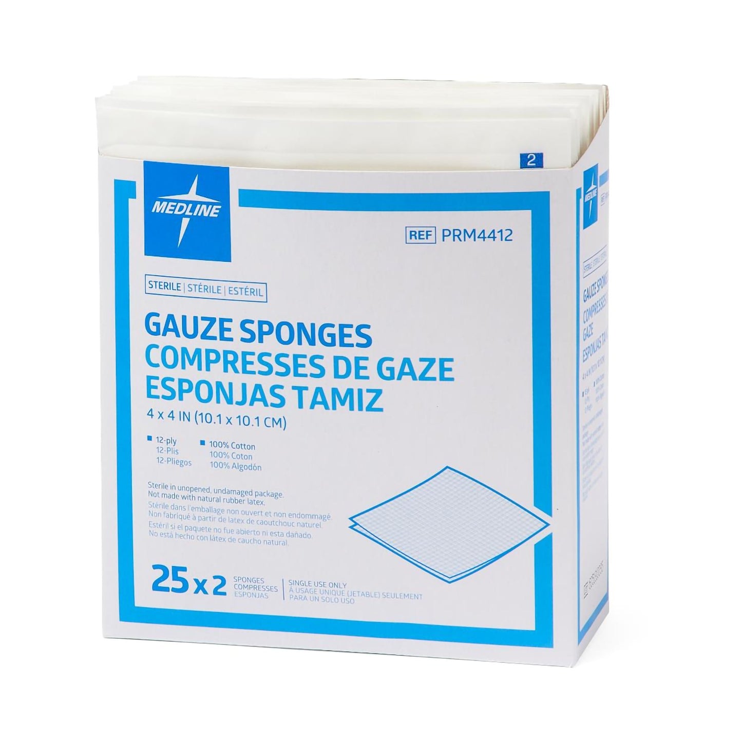 GAUZE, SPNG CARING STR 4X4 12PLY