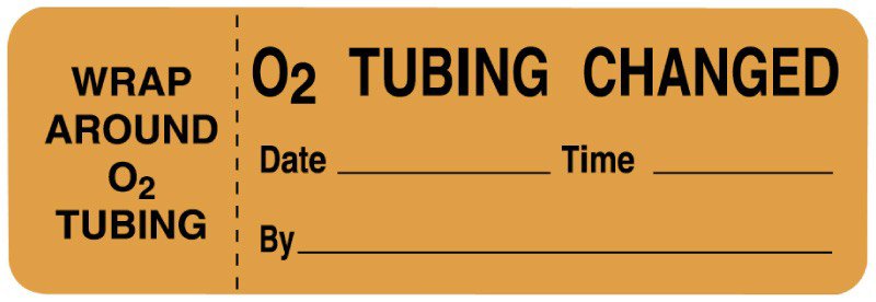 LABEL, O2 TUBING CHANGED DATETIME BY ORG 3"X1"
