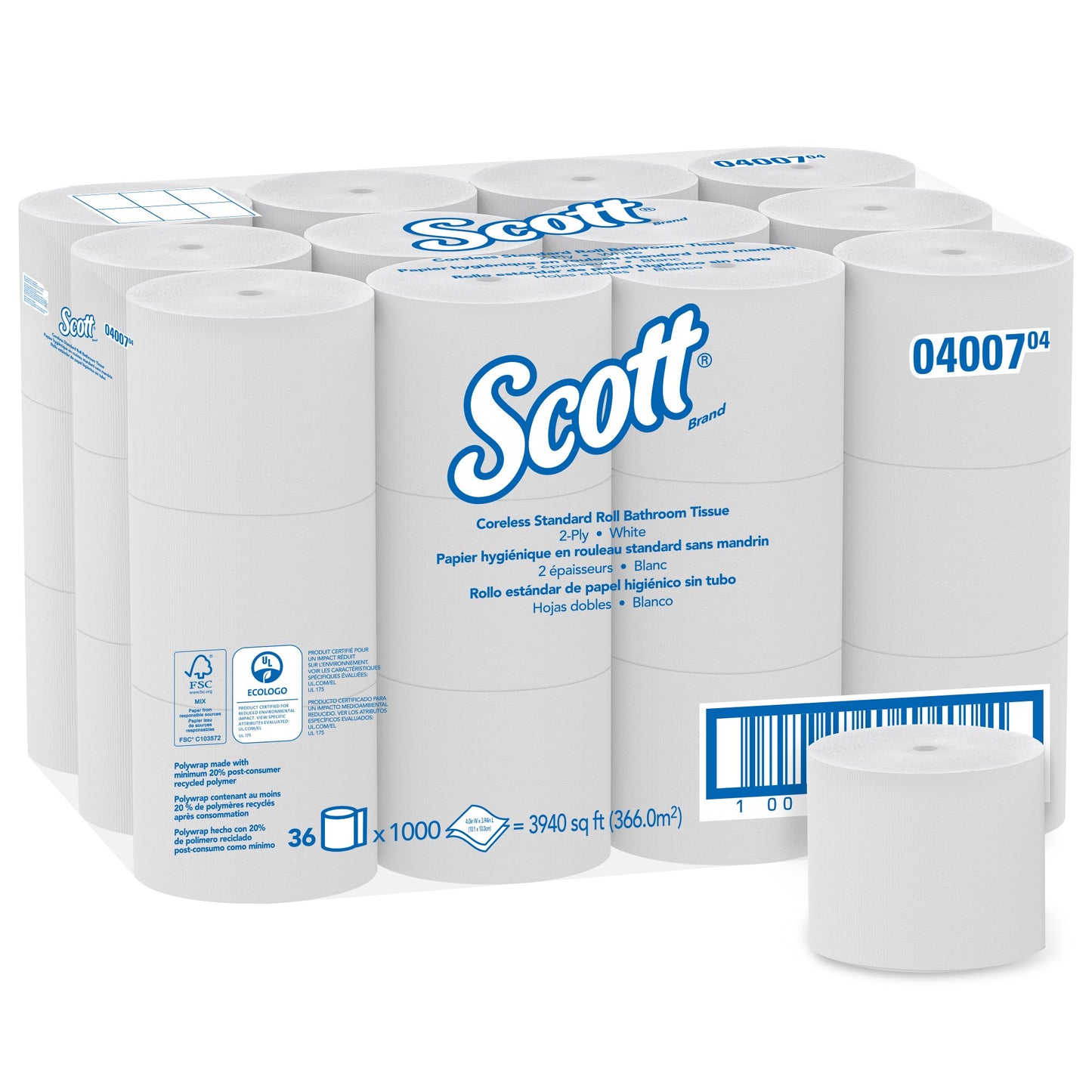 TISSUE, TOILET CORELESS WHT
