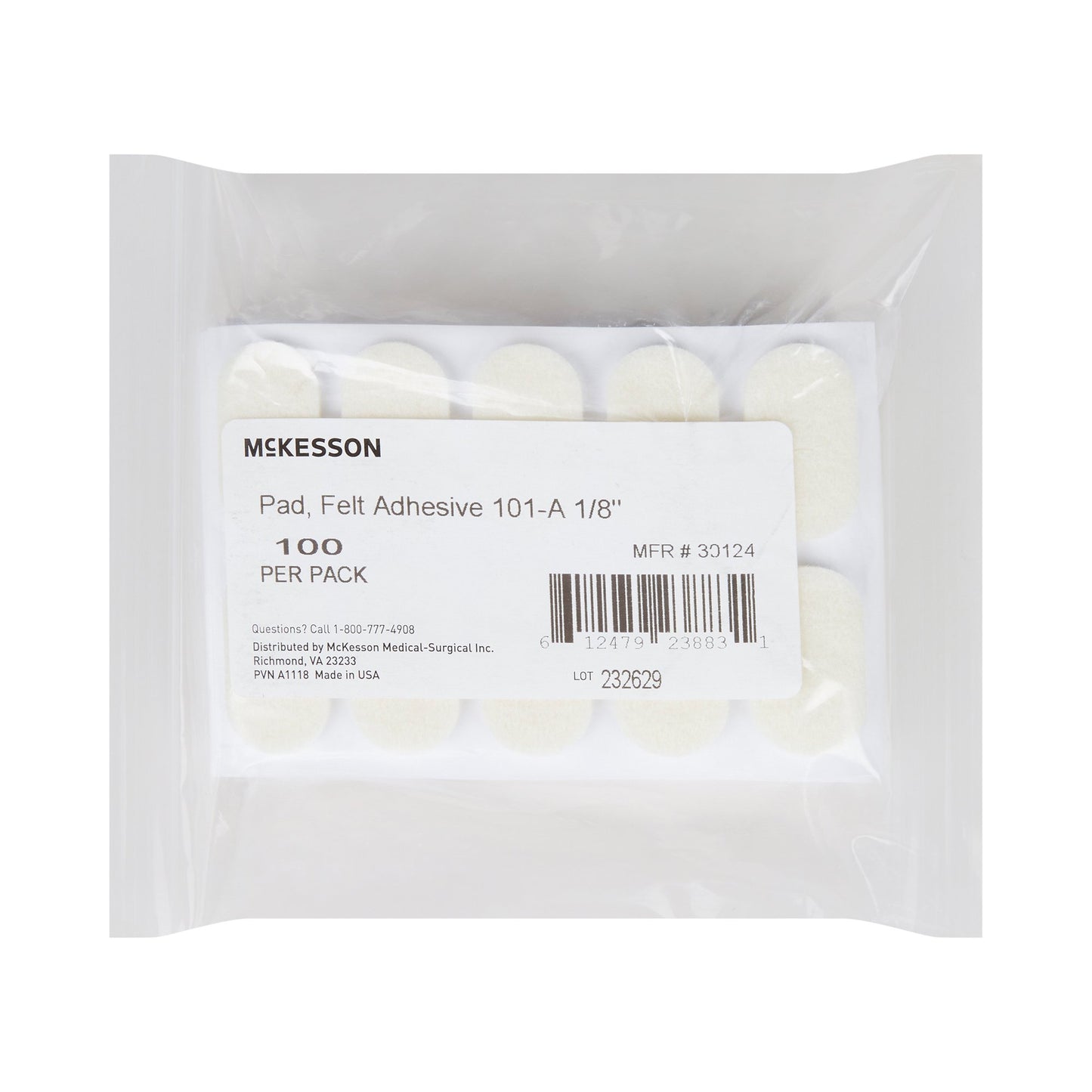PEDI-PAD, FELT ADH WHT #101-A-8"