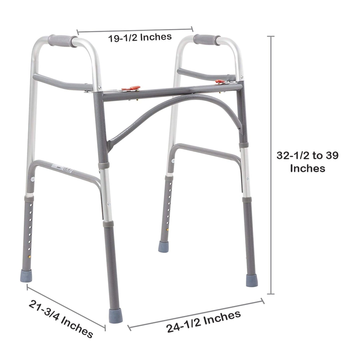 WALKER, FOLDING STEEL W/O WHEELS HVY DUTY ADLT 500LB