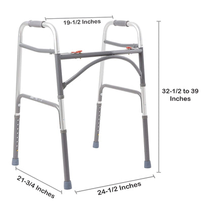 WALKER, FOLDING STEEL W/O WHEELS HVY DUTY ADLT 500LB