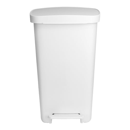 WASTECAN, STEP-ON RECTGL PLASWHT 52QT